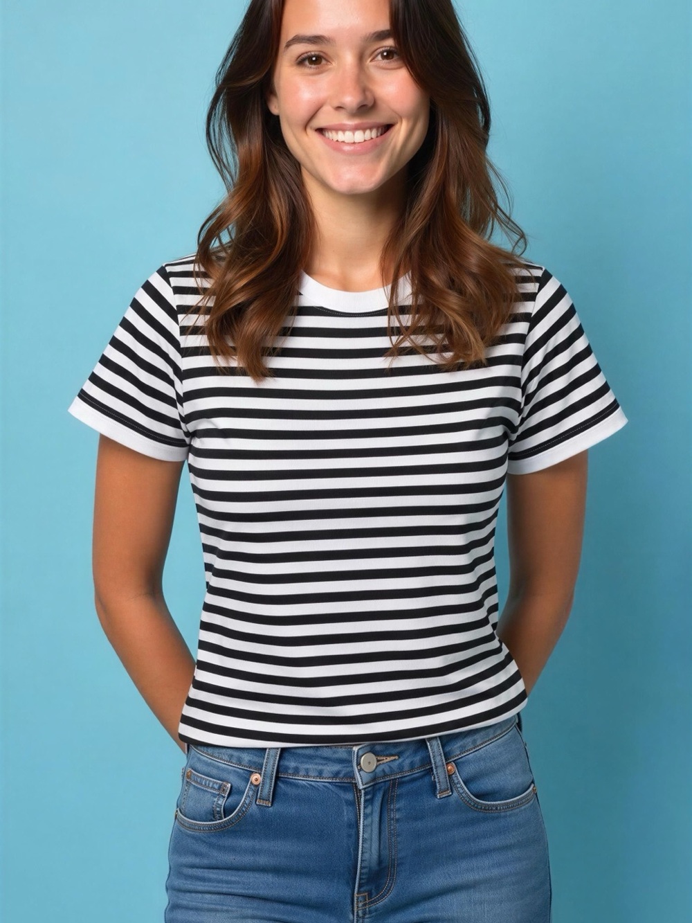 Madewell Black & White Striped Crewneck Tee